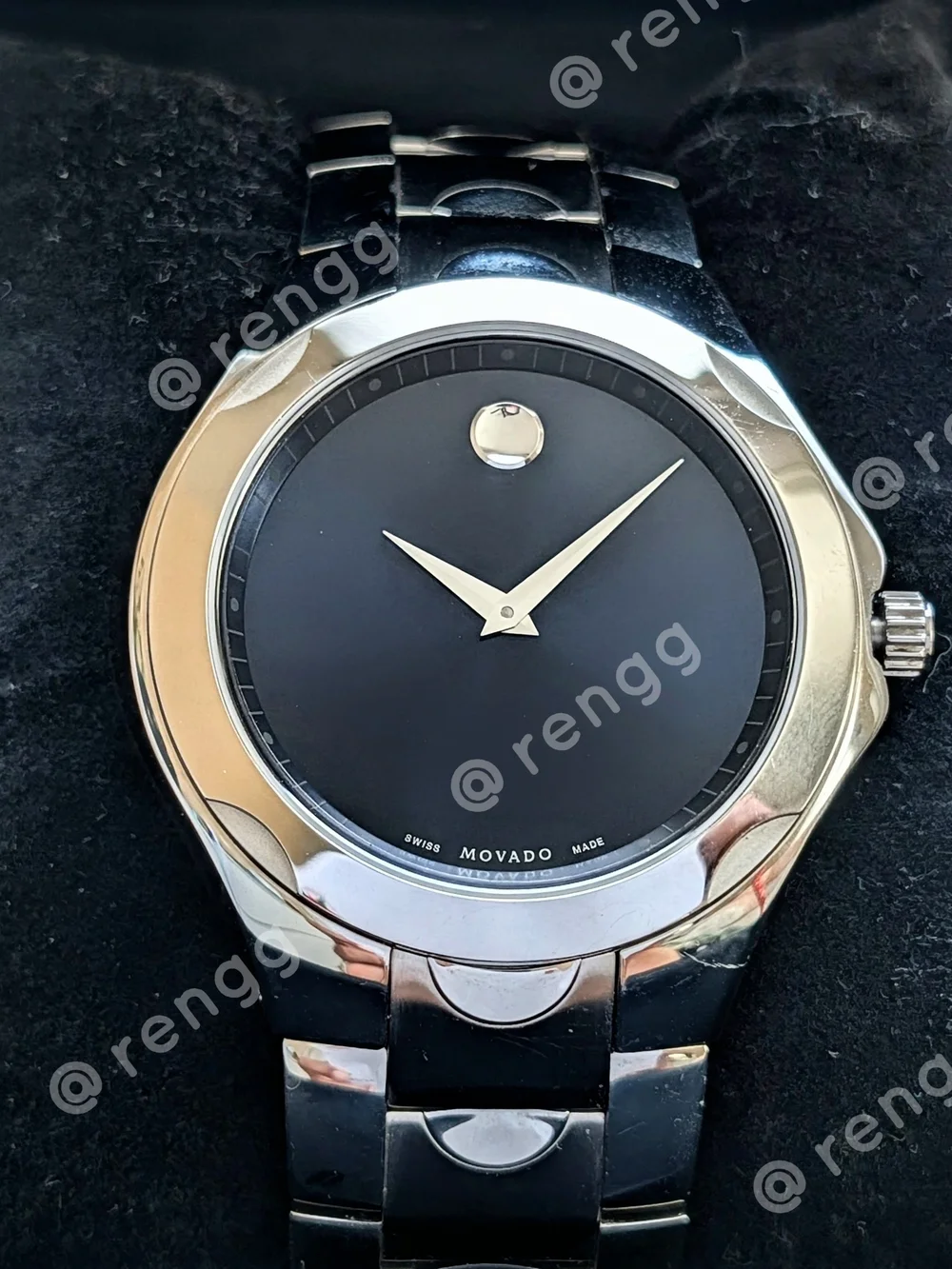 40mm Movado Luno Sport Blue Men's Stainless Steel Dress Watch Sapphire